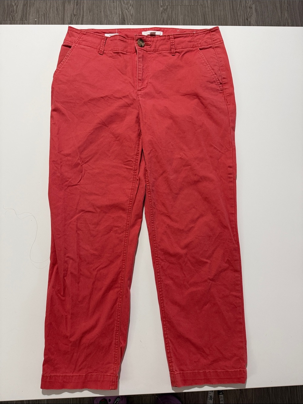 LOFT The Slim Coral-Red Straight Leg Cotton Pants Size 8